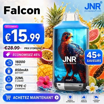 JNR Falcon 16K 16000 Puffs Vape Jetable Rechargeable