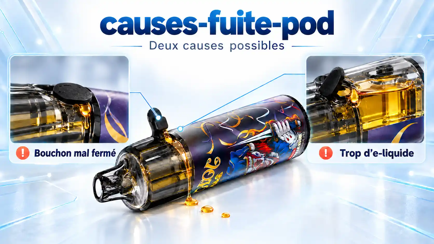 Causes fréquentes d’une fuite sur un pod JNR remplissable