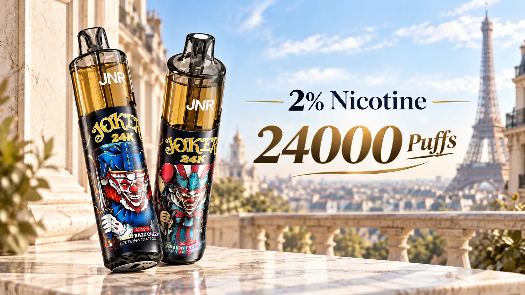 Exemple d&rsquo;&eacute;tiquette indiquant volume, concentration en nicotine, ingr&eacute;dients et num&eacute;ro de lot