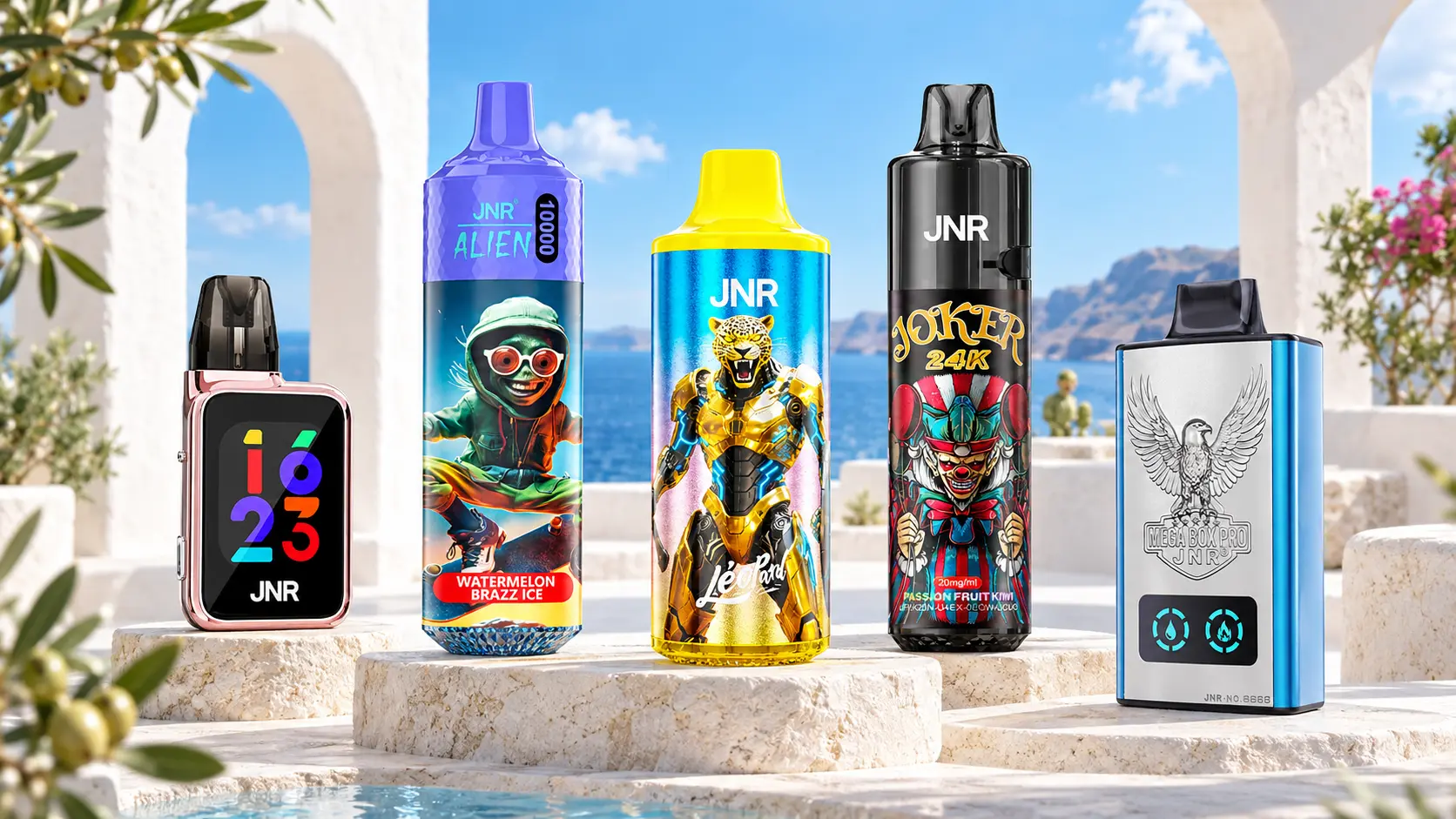 Mod&egrave;les JNR TPD et puffs JNR jetables pr&eacute;sent&eacute;s c&ocirc;te &agrave; c&ocirc;te